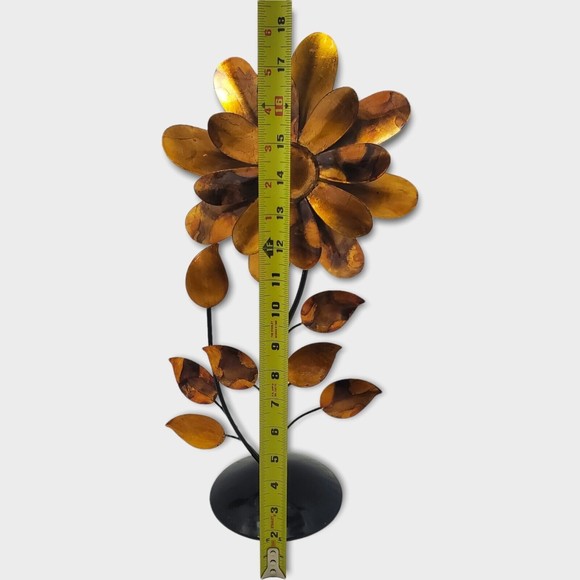 Metal Flower Foiled And Lacquered Copper And Pewter Table Top Decoration 18.7" - Picture 3 of 11